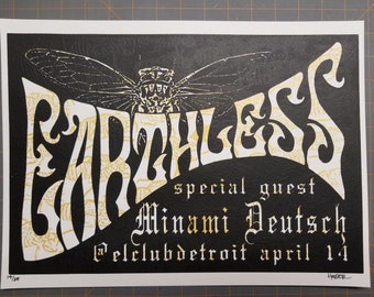Earthless wsg/ Minami Deutsch Gig Poster from El Club, Detroit, April 14, 2024