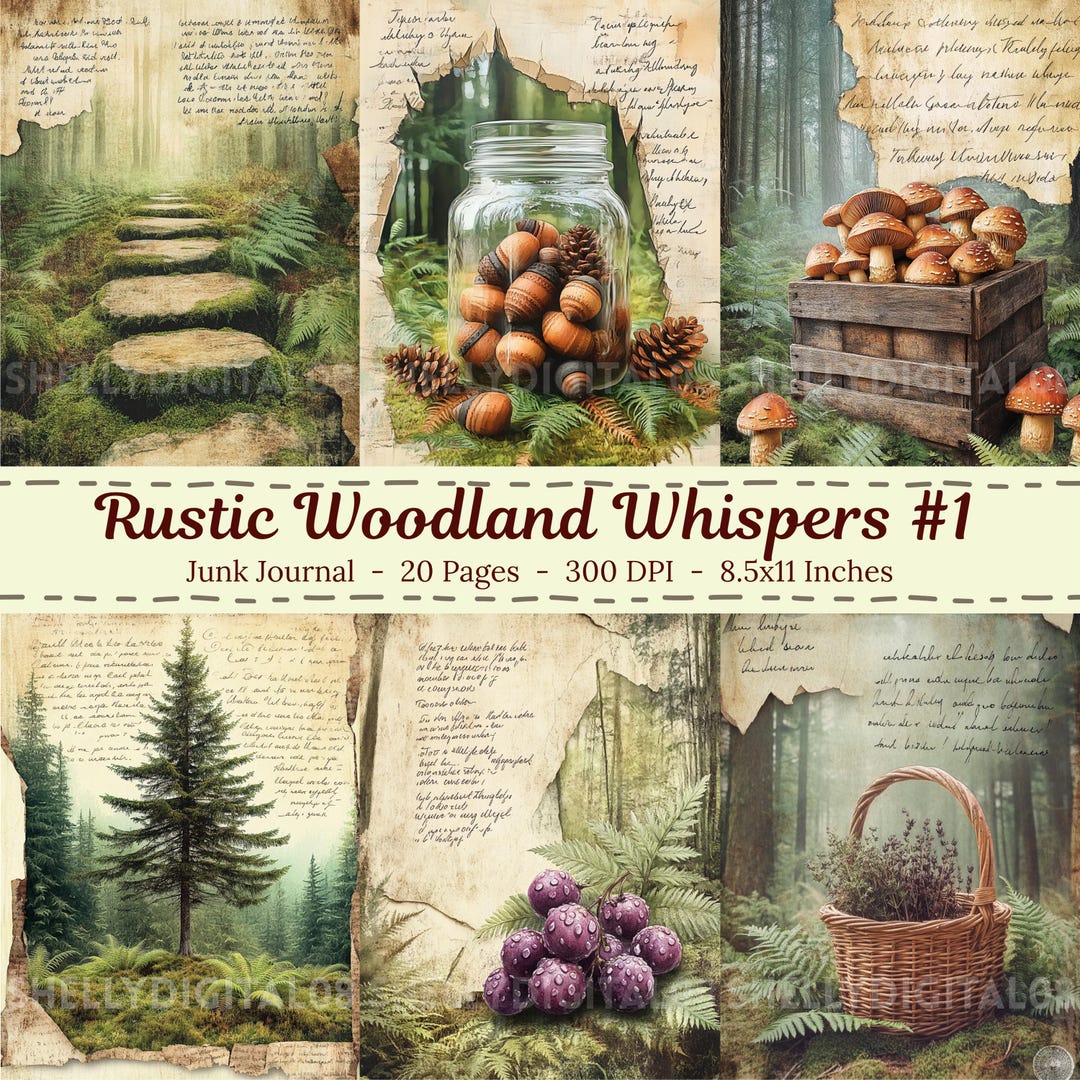 Rustic Woodland Whispers Junk Journal Kit Vintage Forest Junk Journal ...