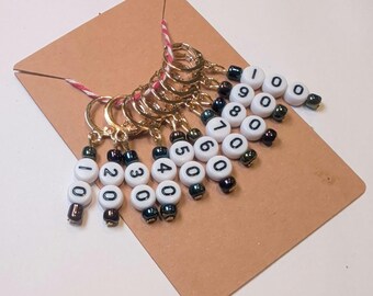 Nummerierter Reihenzähler Leverback Crochet Stitch Marker (10-100)