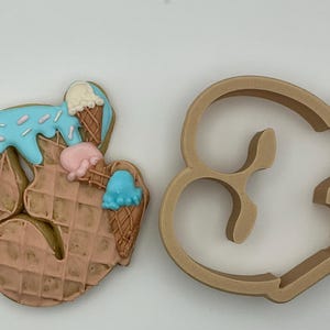 STL Digitale Datei - #3 mit Eistüten auf der rechten Seite Cookie Cutter File