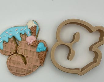 Fichier 3D numérique - #3 avec des cornets de crème glacée sur le côté droit Fichier pour emporte-pièce