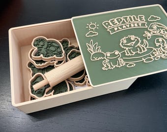 Reptile Play Dough Cutter Set, Sensory Play Kit, Montessori Toy, Reptile Activity, Preschool Learning Toy, Homeschool Fine Motor