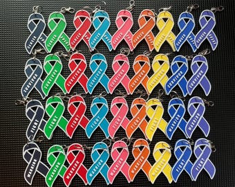 Porte-clés/étiquette de sac Sensibilisation au cancer, homme de chantier Don de 5 dollars par tranche de 15 dollars vendus pour l'une de nos gammes de produits contre le cancer