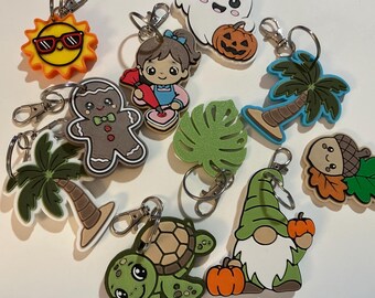 3D Printed Keychains with Clip, Cute Seasonal Keychains, Colorful Backpack Charms, Halloween Christmas Gifts, Purse Accessories