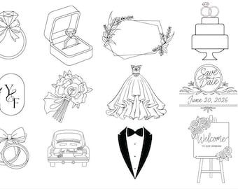 Wedding Themed  3D printed Cookie Cutters, You pick quantity, design, size