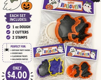 Halloween Party Favors for Kids, Play Dough Gift Set, Halloween Goodie Bag Stuffers, Kids Halloween Party Favor, Cookie Cutters & Stamps