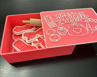 Purse Play Dough Cutter Set | What’s in My Purse Pretend Play Set | Girls Playset | Toddler Activity | Sensory Play | Gift for Girls