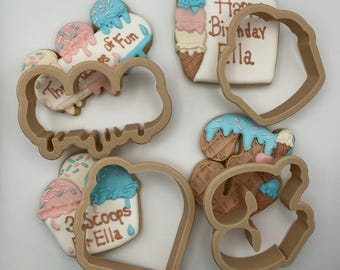 Ice Cream Cookie Cutter Set – 3D Printed PLA+, Food Safe (Set of 4)