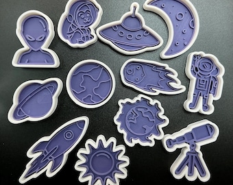 Ensemble d'emporte-pièces sur le thème de l'espace – Ensemble de pâte pour enfants, 12 pièces