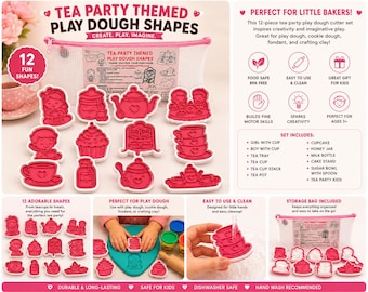 Tea Party Themed Kids Play Dough Kit, Sensory Play Kit, Montessori Toy, Gift for Kids, Creative Play Set, Preschool Learning Toy