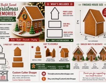 Large Gingerbread House Cookie Cutter Set | 3 Piece Build Your Own Gingerbread House | Christmas Baking | Holiday Cookie Cutter Kit
