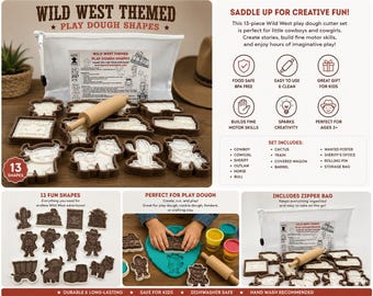 Wild West Themed Kids Play Dough Kit, Sensory Play Kit, Montessori Toy, Gift for Kids, Creative Play Set, Preschool Learning Toy