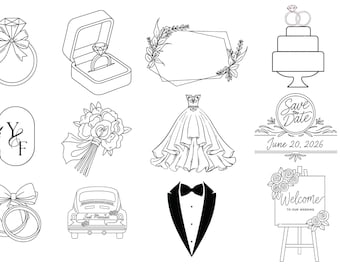 Wedding Bundle of 12 Cookie Cutters, STL Digital File