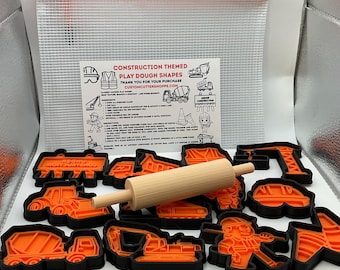 Construction Themed Kids Play Dough Kit, Sensory Play Kit, Montessori Toy, Gift for Kids, Creative Play Set, Preschool Learning Toy