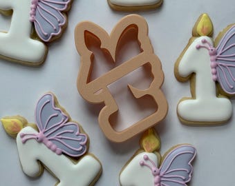Number ONE with butterfly One Custom Cookie Cutter ( BB.01)
