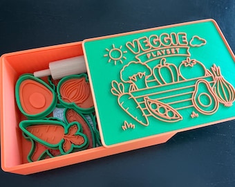 Veggie Themed Kids Play Dough Kit, Sensory Play Kit, Montessori Toy, Gift for Kids, Creative Play Set, Preschool Learning Toy