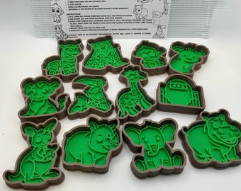 Ensemble d'emporte-pièces Zoo Animal, 12 pièces avec sac de rangement