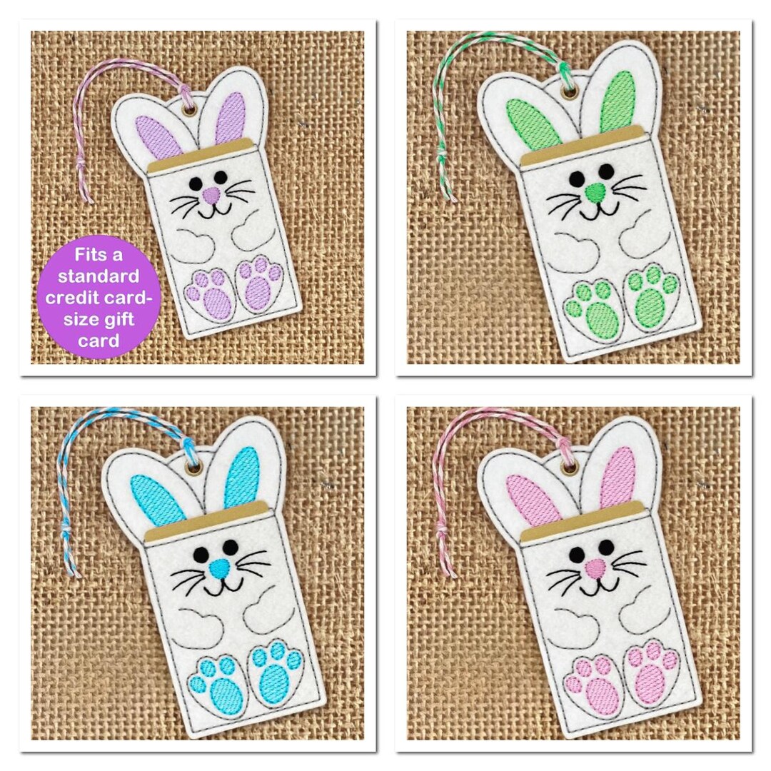 Easter Bunny Gift Card Holder – Embroidered Vinyl, 4 Color Choices -can ...
