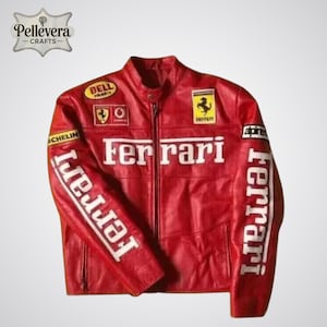 【神レア】 Ferrari 本革 レーシングジャケット　刺繍　フェラーリ Ferrari 本革レザージャケット 神レア】 Ferrari 本革