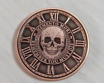 Memento Mori Coin: Antique Brass, Gold, Silver - Stoic Philosophy Token
