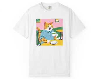 T-shirt graphique Matcha Lover - T-shirt chat qui boit du matcha, t-shirt mignon et confortable