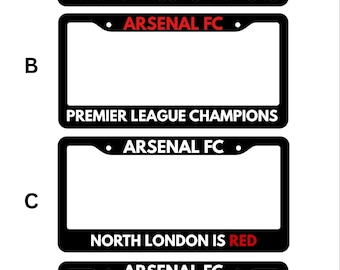 Arsenal FC license plate frames. Fully Customizable. Aluminum.