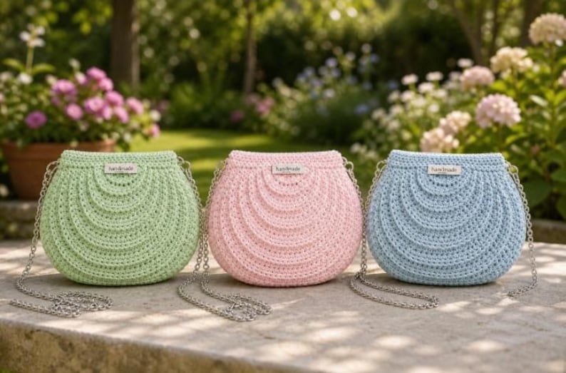 Crochet Half Moon Bag Pattern – Textured Crossbody Purse Tutorial (PDF ...