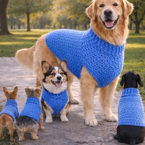Crochet Dog Sweater Pattern – Textured Pet Pullover, All Sizes (PDF Download)