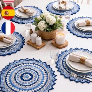 Patrón de mandala de crochet Ocean Mist: tapete bohemio 3D texturizado (descarga en PDF)