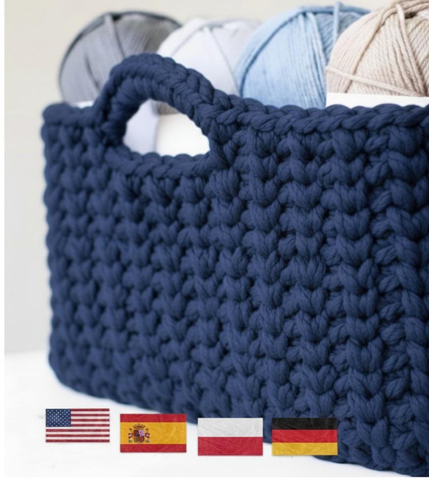 36 Jumbo Yarn Crochet Patterns for Cozy Gifts, Home Decor, and Easy Quick Makes 27 Chunky Crochet Storage Basket Pattern: Rectangular