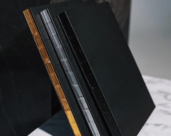A5 Black Leather Scrap Notebook | Handmade Lay-Flat Journal