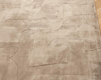 Eleyne Handloomed Coco Brown Area Rug 5x8 | Luxurious Viscose & Lyocell Modern Living Room Carpet