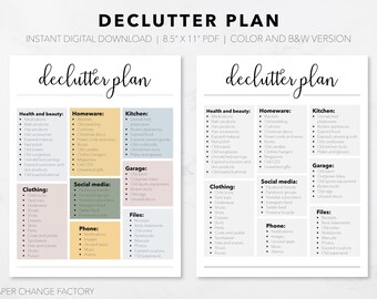 Printable Declutter Plan - Etsy