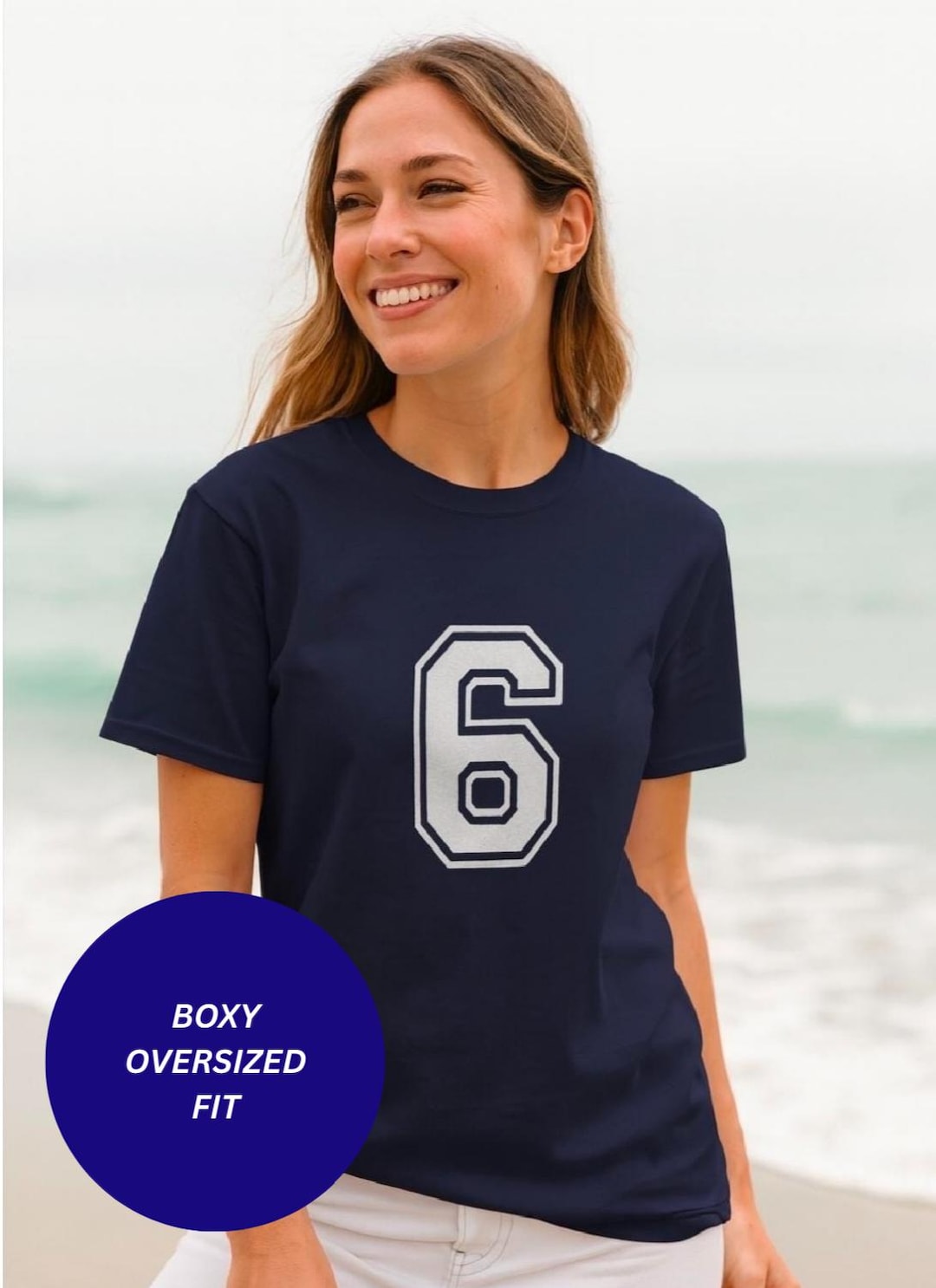Oversized Boxy Tee Graphic Number Six Seven 6 6 7 Soft Cotton