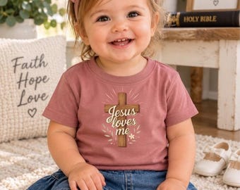 Jesus Loves Me Baby Shirt, Christian Infant Tee, Faith Based Baby Gift, Religious Toddler Shirt, Baptism Gift, Christian Baby Clothes