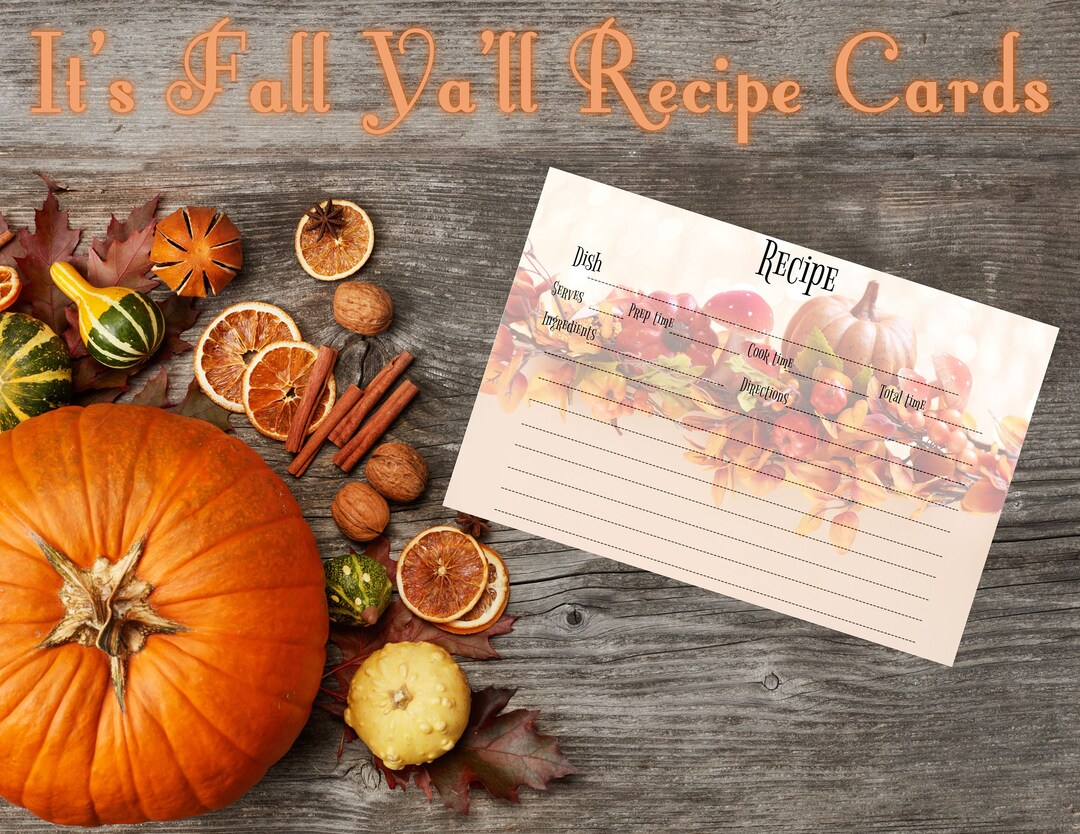 Its Fall Ya'll Downloadable Printable Autumn Recipe Cards 4x6 - Etsy