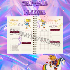 Rainbow Brite Dibujos animados Autocuidado Mindfulness Retro Vintage 80s Inspirado Digital Descargar Planificador Páginas Imprimibles PDF Editable