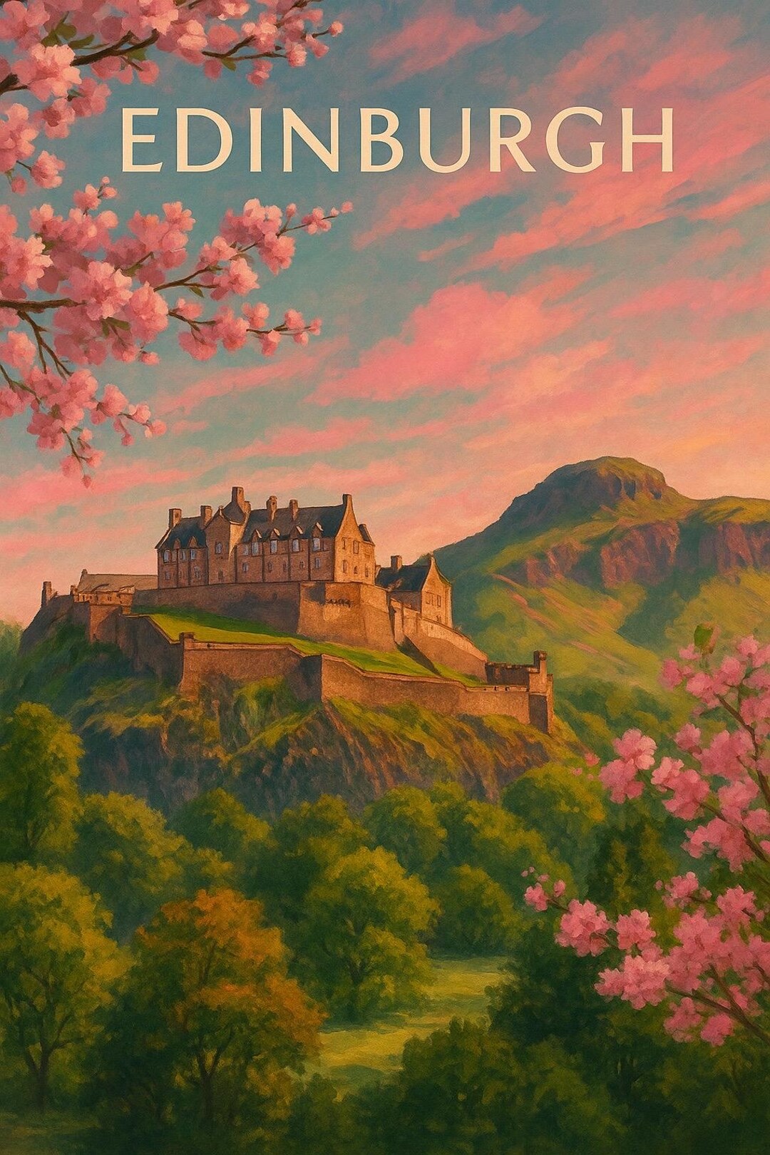 Edinburgh Wall Art Print | Travel Poster With Edinburgh Castle & Arthur ...