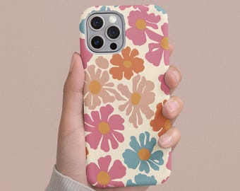 Floral Slim Phone Case, Aesthetic Colorful Phone Cover, Vintage Spring Gift, Trendy Tech Accessory, Eco-friendly Phone Sleeve