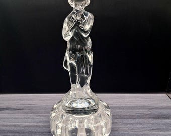 Vtg. 1920s-30s Cambridge Art Deco Clear Crystal " Draped Lady" Cottagecore Flower Frog.