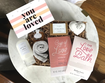 You are Loved Self-Care Package- Thinking of you encouragement gift box- sympathy gift basket for female loved one, tea lover gift for her