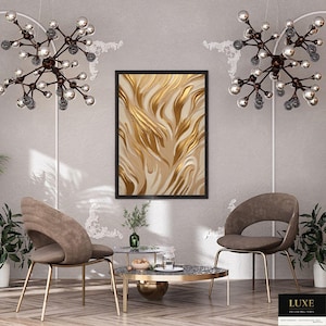 Golden Flow Abstract Art Set: Luxury Minimalist Decor (Digital Download)