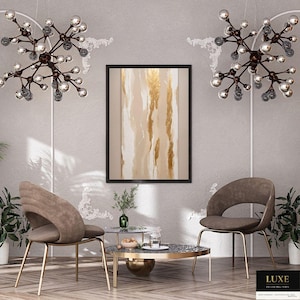 Gold Abstract Wall Art Set: Beige Minimalist Prints (Digital Download, Set of 5)
