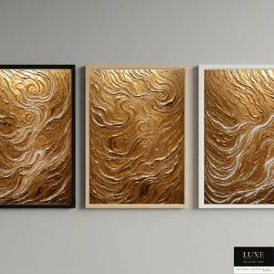 Gold Flow Abstract Wall Art Set: Luxury Home Decor (Digital Download
