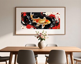 Koi Fish Abstract Art Print Set, Japanese Decor (Digital Download)