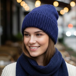 Set de gorro y bufanda de lana merino