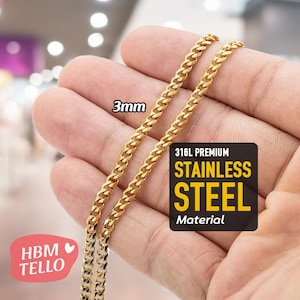 18K Gold Mens Gold Chain, 3-11mm Thick Gold Chain, Waterproof Gold Necklace Men, 18K Gold Chain Necklace, Gold Cuban Chain - Mens Jewellery