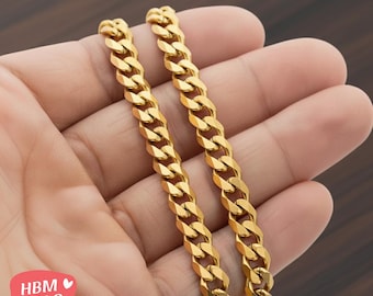 Gold Cuban Chain, Gold Stainless Steel Necklace, Unisex Gold Chain Necklace, Durable Stainless Steel Jewelry, Minimalist Mens Necklace