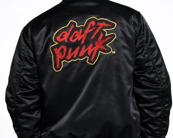 Chaqueta bomber de satén Electroma de Daft Punk: chaqueta universitaria retro de los 90