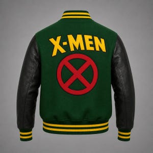X-Men Varsity-jacka | Unisex läderärmbomber | Wolverine-inspirerad superhjälte-cosplayjacka